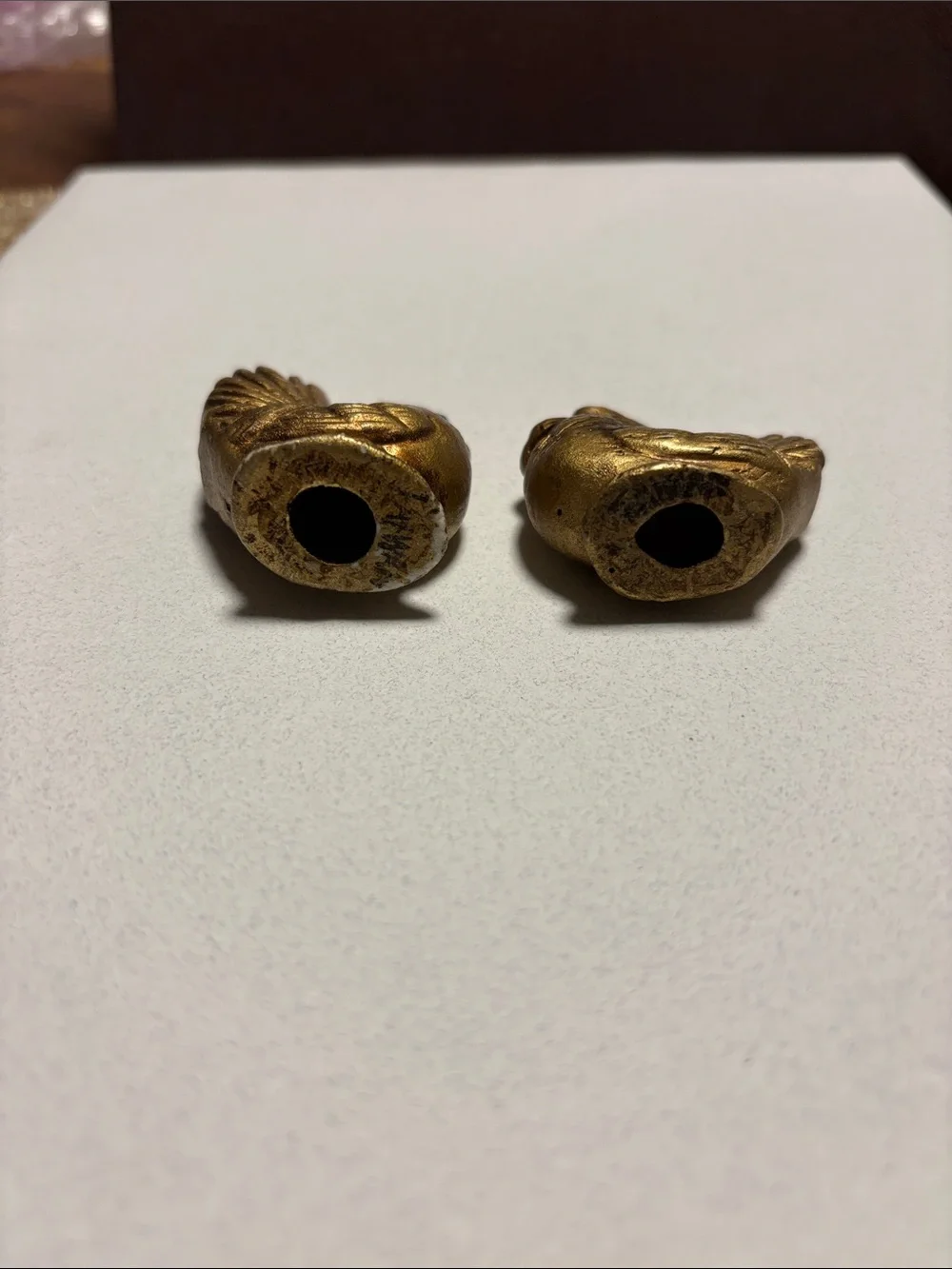 Set of Two mini Gold Rooster Figurines - Decorative Home Accent